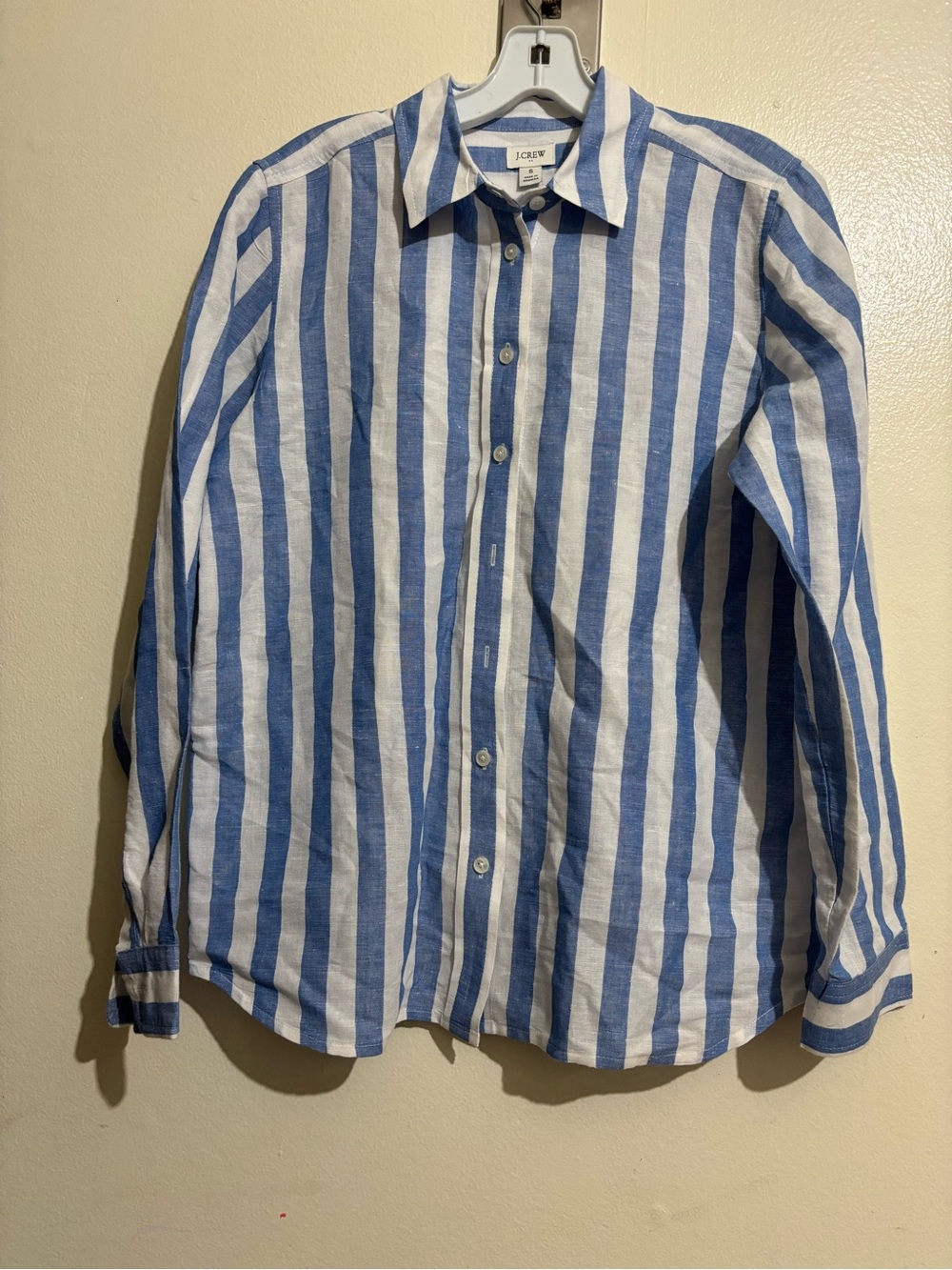 J.Crew Blue and White Vertical Stripe Button-Up Shirt